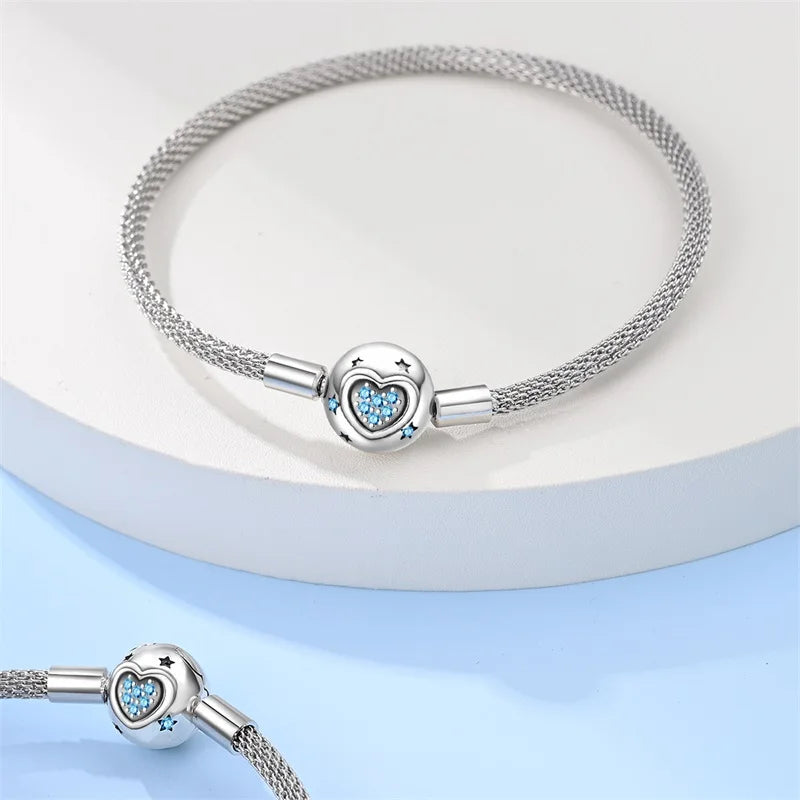 Bracelet en Argent 925 Original – Étoile, Lune & Trèfle Porte-Bonheur