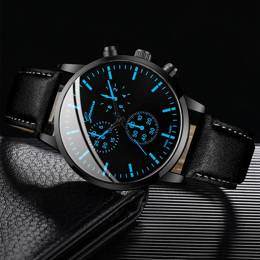 Ensemble 3 pièces – Montre Homme + Bracelet + Collier (Style Business & Casual)